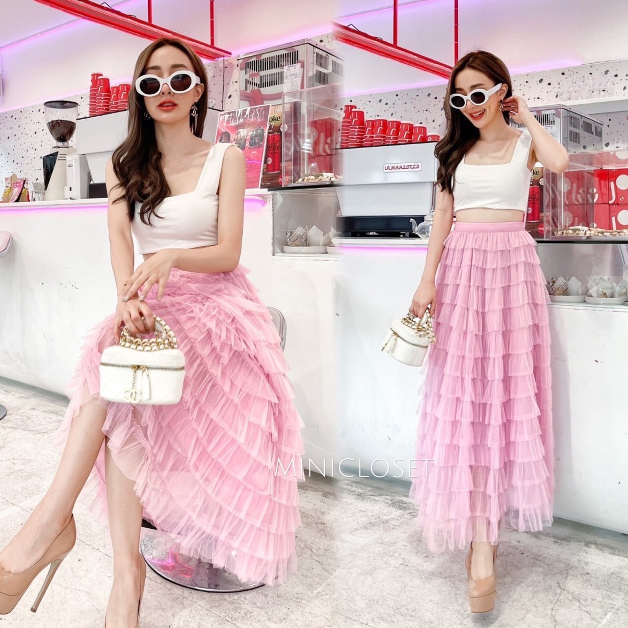 กระโปรงยาวระบายชั้นๆ