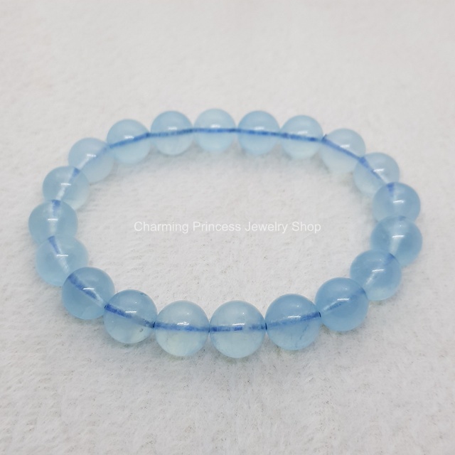 Aquamarine อความารีน 10 มม AAA+ หินประจําเดือนเกิดของคนราศีมีน เป็นของขวัญของความห่วงใย