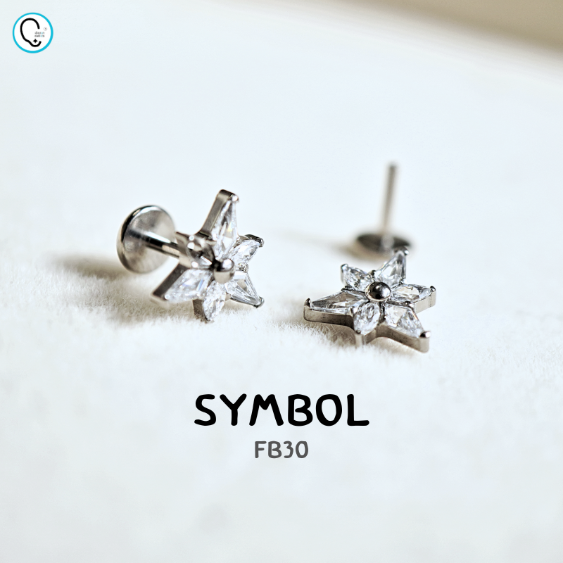 ต่างหูไทเทเนียม 100% แป้นแบนขันน็อต สำหรับผิวแพ้ง่าย ใส่สบายเรียบหลังหู รหัส FB (ราคา/ข้าง)