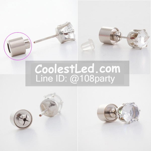 ต่างหูเรืองแสง ต่างหู LED มีไฟกระพริบ แบบเพชรเม็ดกลม