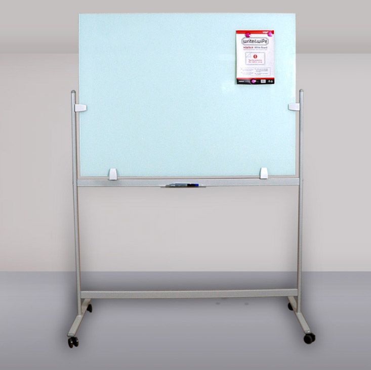 กระดานไวท์บอร์ดกระจก รุ่นมีล้อ 02