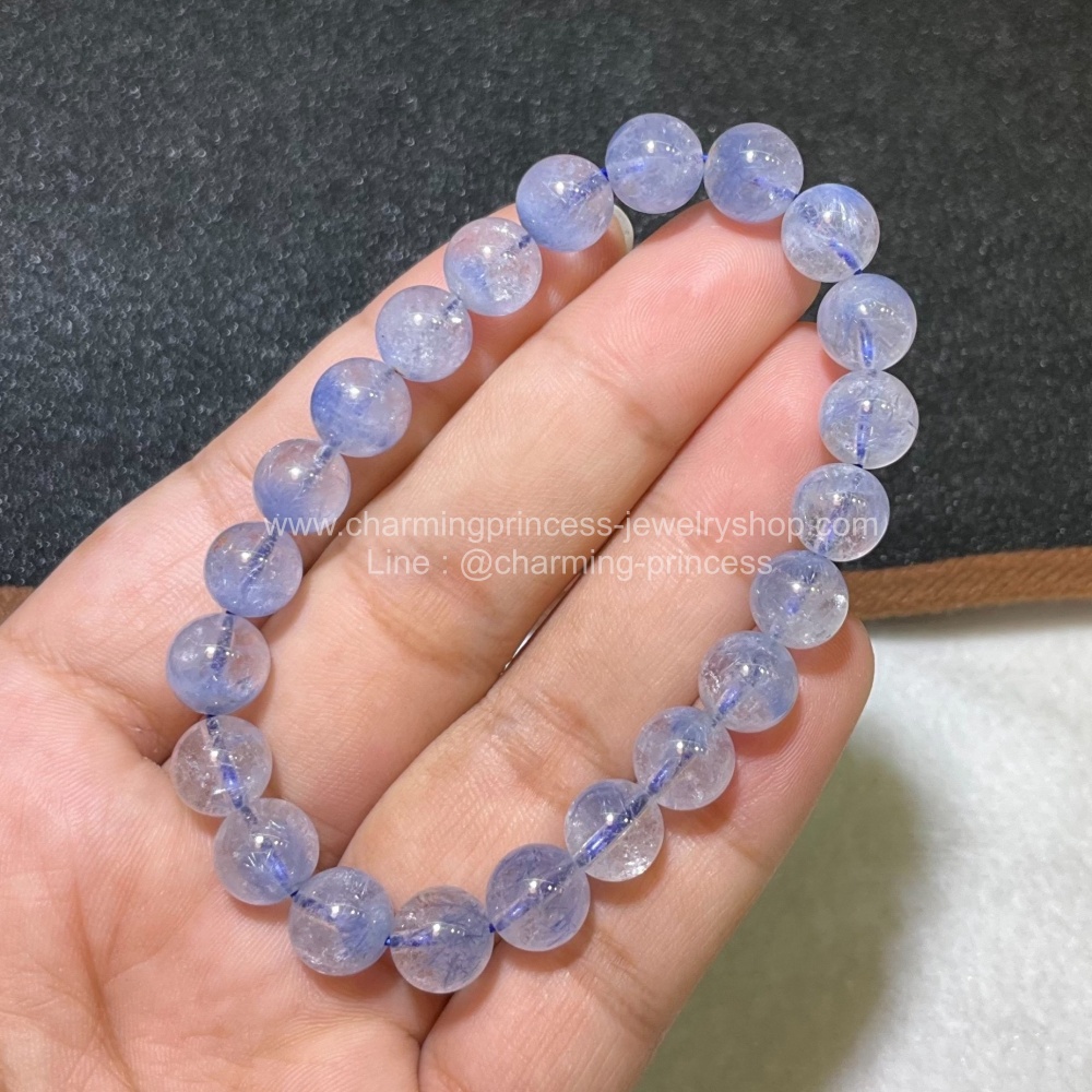 Blue Dumortierite Quartz ดูมอร์เทอไรต์ 8.7 mm AAA+ ใสสวย