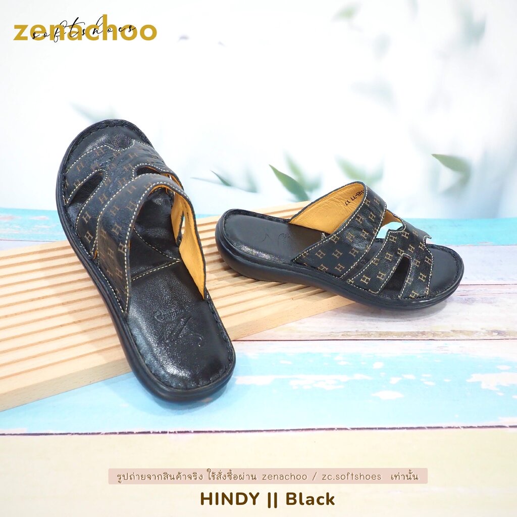 ทรงปกติ สินค้าลดราคา ไม่รับเปลี่ยน-คืน Zenachoo รองเท้าสุขภาพ รุ่น Hindy สูง 2 นิ้วหนังแท้ รุ่นขายดี