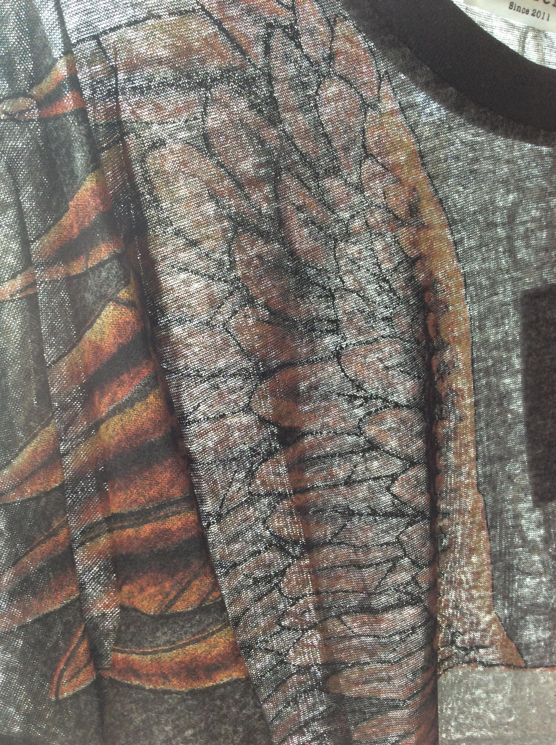 เสื้อยืด เสื้อมุ้งบางเฉียบ สกรีนลายนกอินทรีย์ ลายสกรีนหน้าหลัง