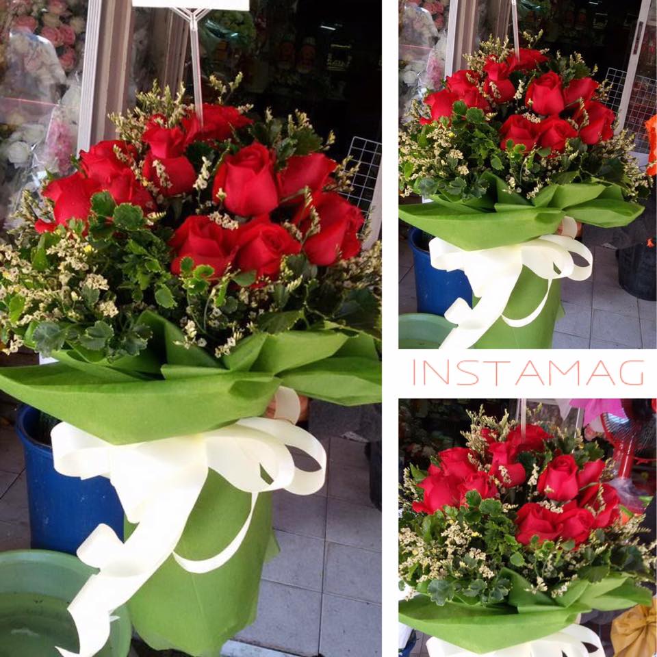 ช่อดอกกุหลาบสีแดง ดอกไม้วาเลนไทน์