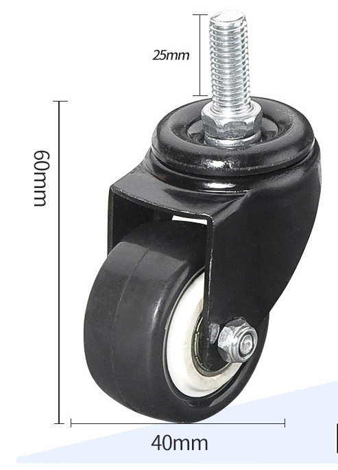 OT144 ลูกล้อเอนกประสงค์ รุ่นฐานกลมหมุนได้ แกนเกลียว M10x25mm ได้ ไม่มีเบรค ขนาด 1.5 นิ้ว สำหรับ DIY รถเข็น เก้าอี้ ฯลฯ