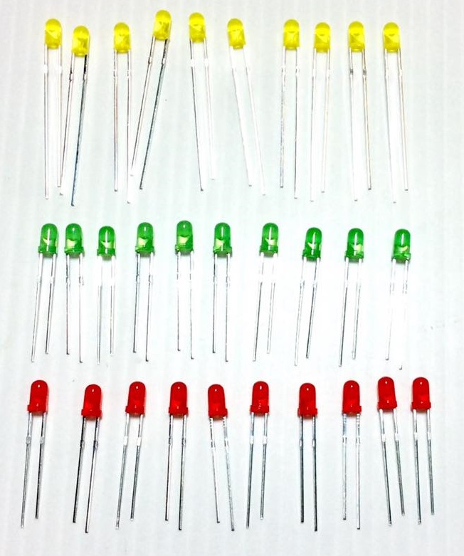 3 mm LED Pack (เขียว,เหลือง,แดง) สต็อกไทยส่งไว