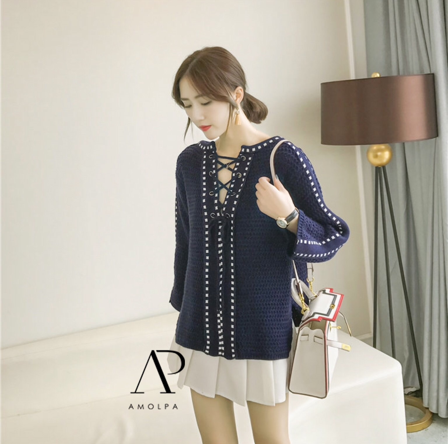 เสื้อไหมพรมเชือกสานไขว้ที่อก งานดีมากๆ