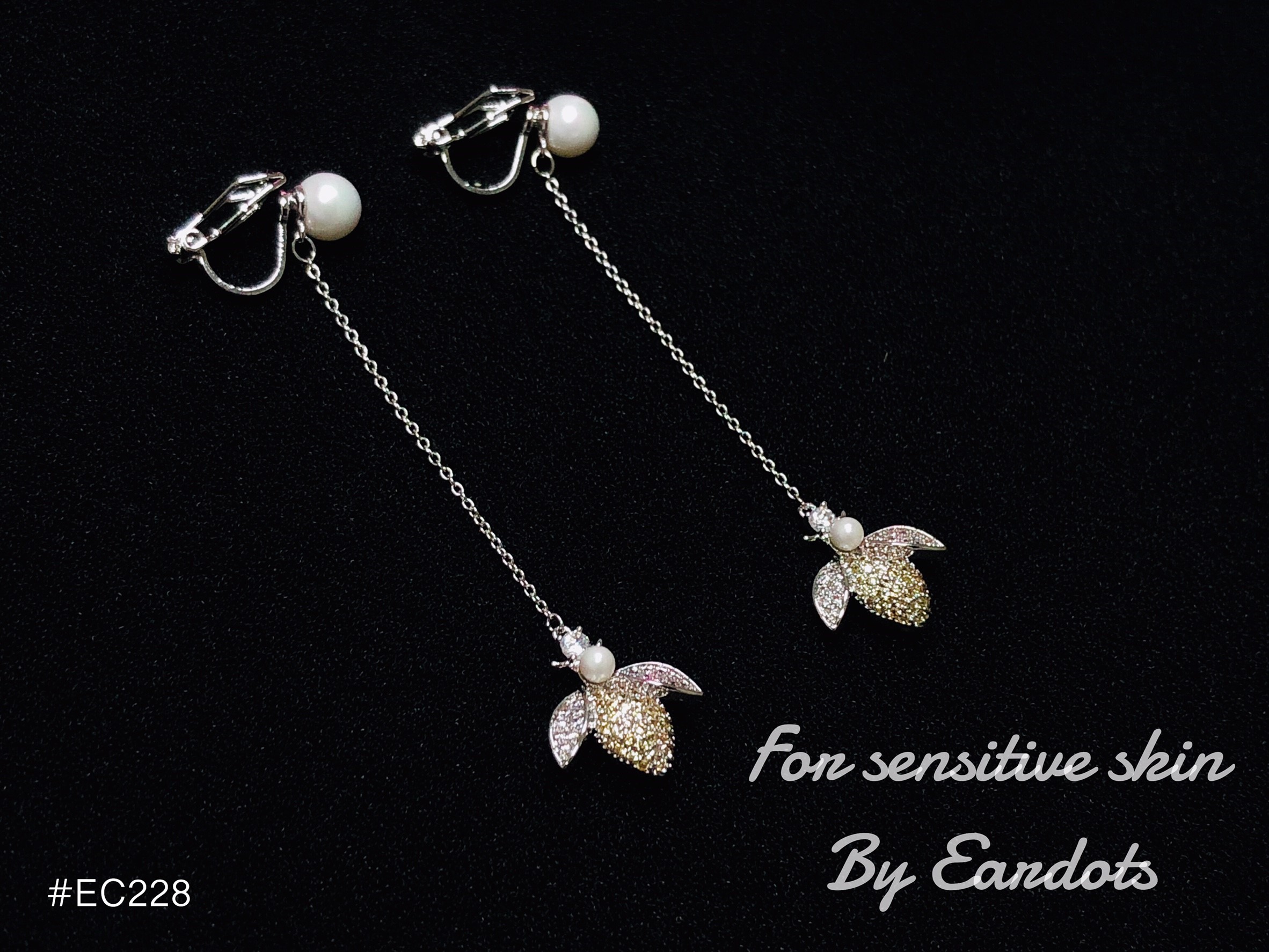 ต่างหูหนีบ Bee's G มีซิลิโคนรอง หนีบไม่เจ็บ เงินแท้92.5% ไม่เจาะหูก็สวยได้_228