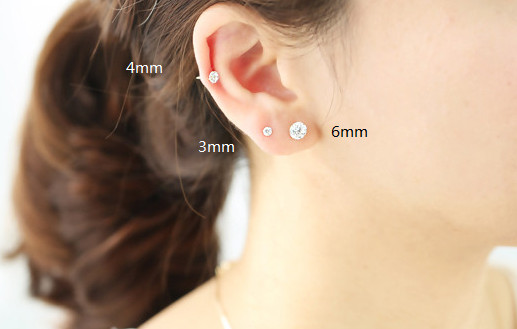 ต่างหูสำหรับผิวแพ้ง่าย เงินแท้ 92.5% Silver Eardots 6 leg