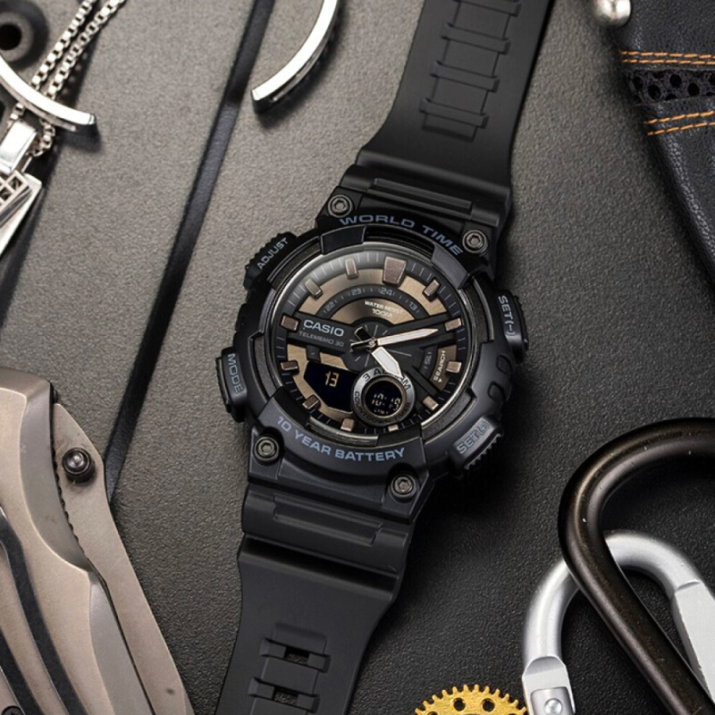 นาฬิกาข้อมือ Casio Standard men ระบบผสมอะนาล็อก-ดิจิตอล AEQ-110W series รุ่น AEQ-110W-1A AEQ-110W-1A2 AEQ-110W-1B