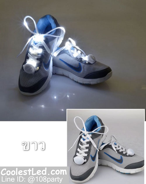 เชือกรองเท้าไนล่อนเรืองแสง มีไฟ Led กระพริบ แบบสีเดียว ทำจากเชือกรองเท้าไนล่อน