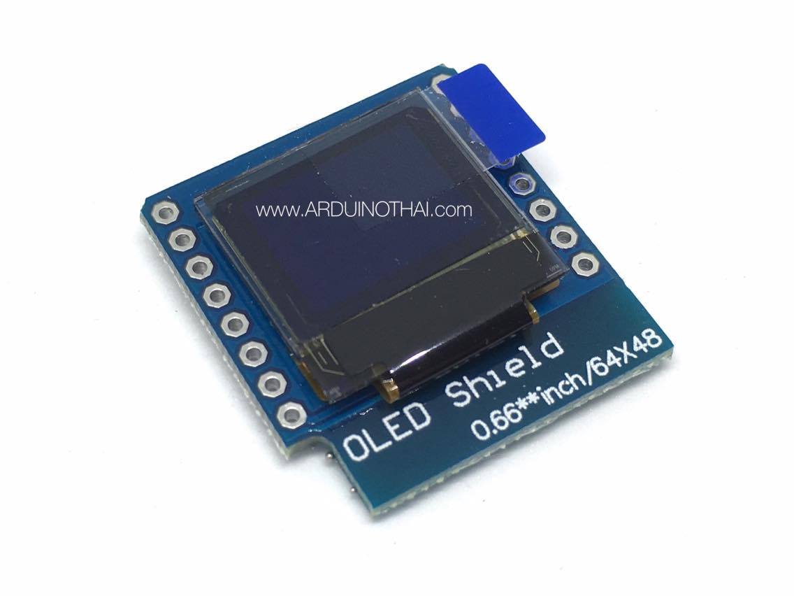 0.66 inch OLED display module I2C interface for D1 mini โมดูลจอ Oled สำหรับบอร์ด WeMos D1 Mini สต็อกไทยส่งไว