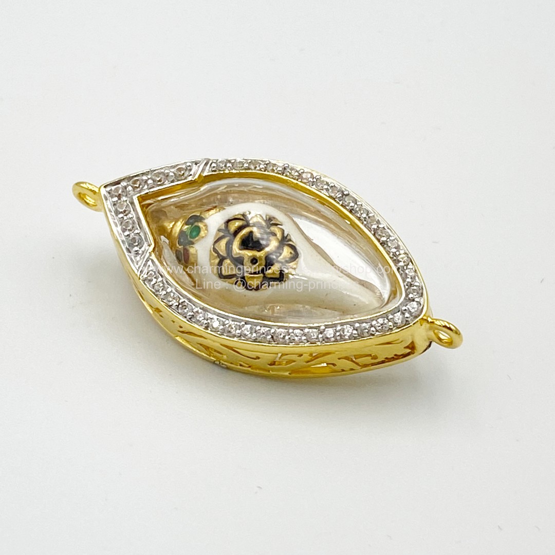 พระสังข์ สั่งรวย ครูบากฤษณะ อินทวัณโณ นำไปล้อมกรอบ อัดกันน้ำ ฝังพลอย White Zircon ไวท์เซอร์คอน *Pre-order*