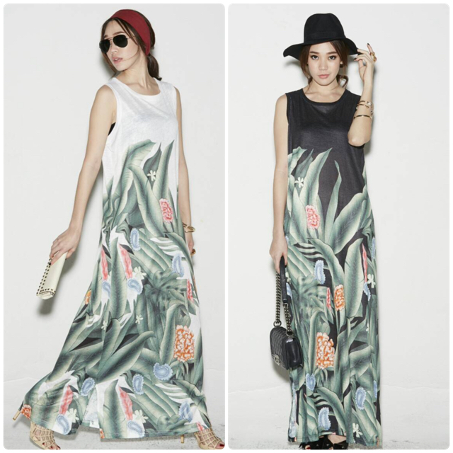 เดรสยาวแขนกุด ผ้าสลาฟปริ้นลายสวยผ้าใส่สบาย เดรสไปเที่ยวทะเล คาเฟ่ เดินห้างฯ ใส่ได้หลายโอกาสค่ะ