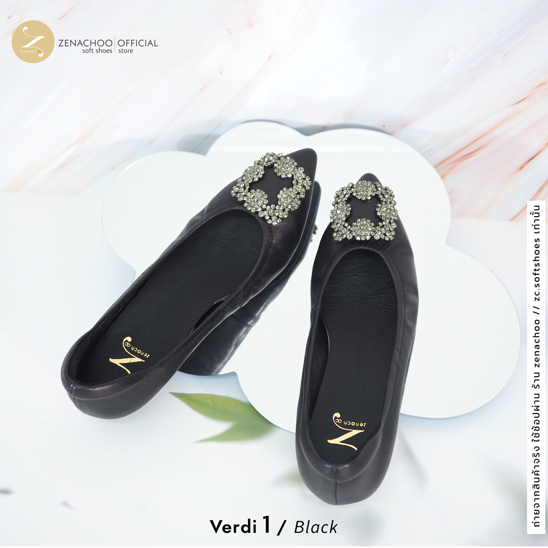 ทรงปกติ เปลี่ยนไซส์ได้-ไม่รับคืน Zenachoo รุ่น Verdi1 สูง 1นิ้ว รองเท้าหนังแกะแท้ หนังนิ่ม พื้นนุ่ม