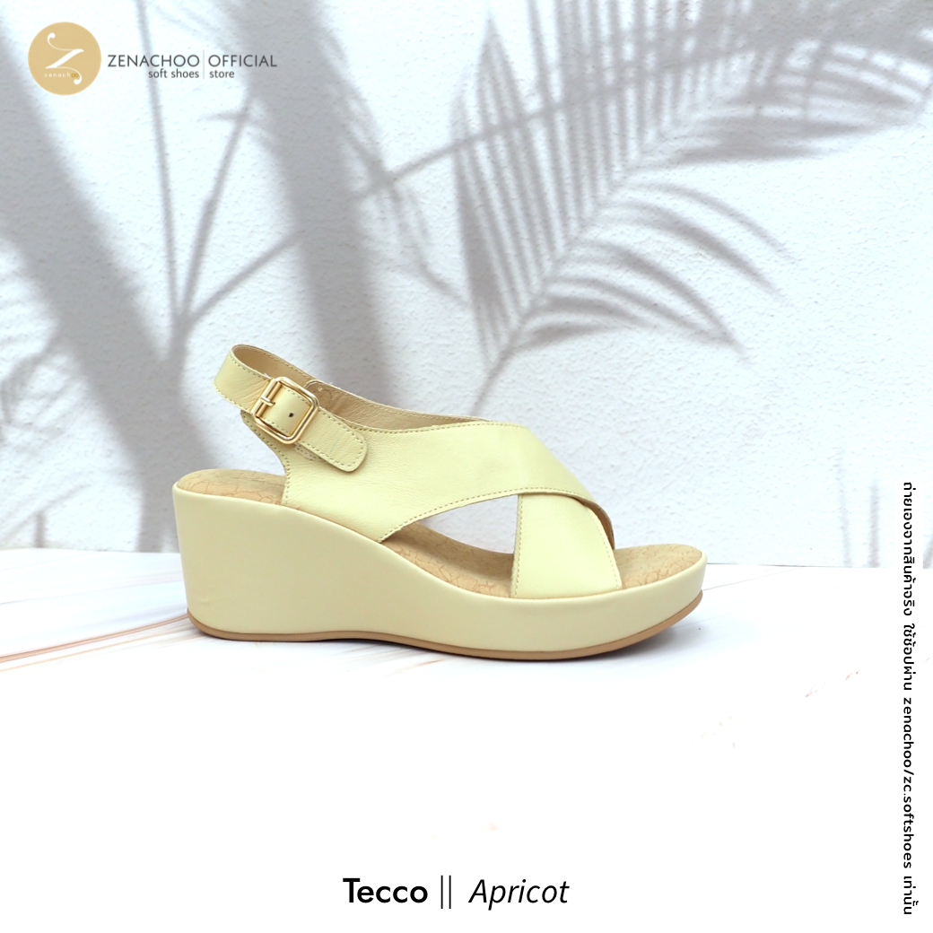 ทรงปกติ เปลี่ยนไซส์ได้-ไม่รับคืน Zenachoo รองเท้าสุขภาพ รุ่น Tecco สูง 2.5 นิ้ว ส้นเตารีด หนังแท้ พื้นนิ่มมาก