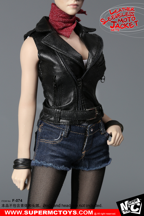 SuperMCTOYS F-074 Leather Sleeveless Moto Jacket Sets