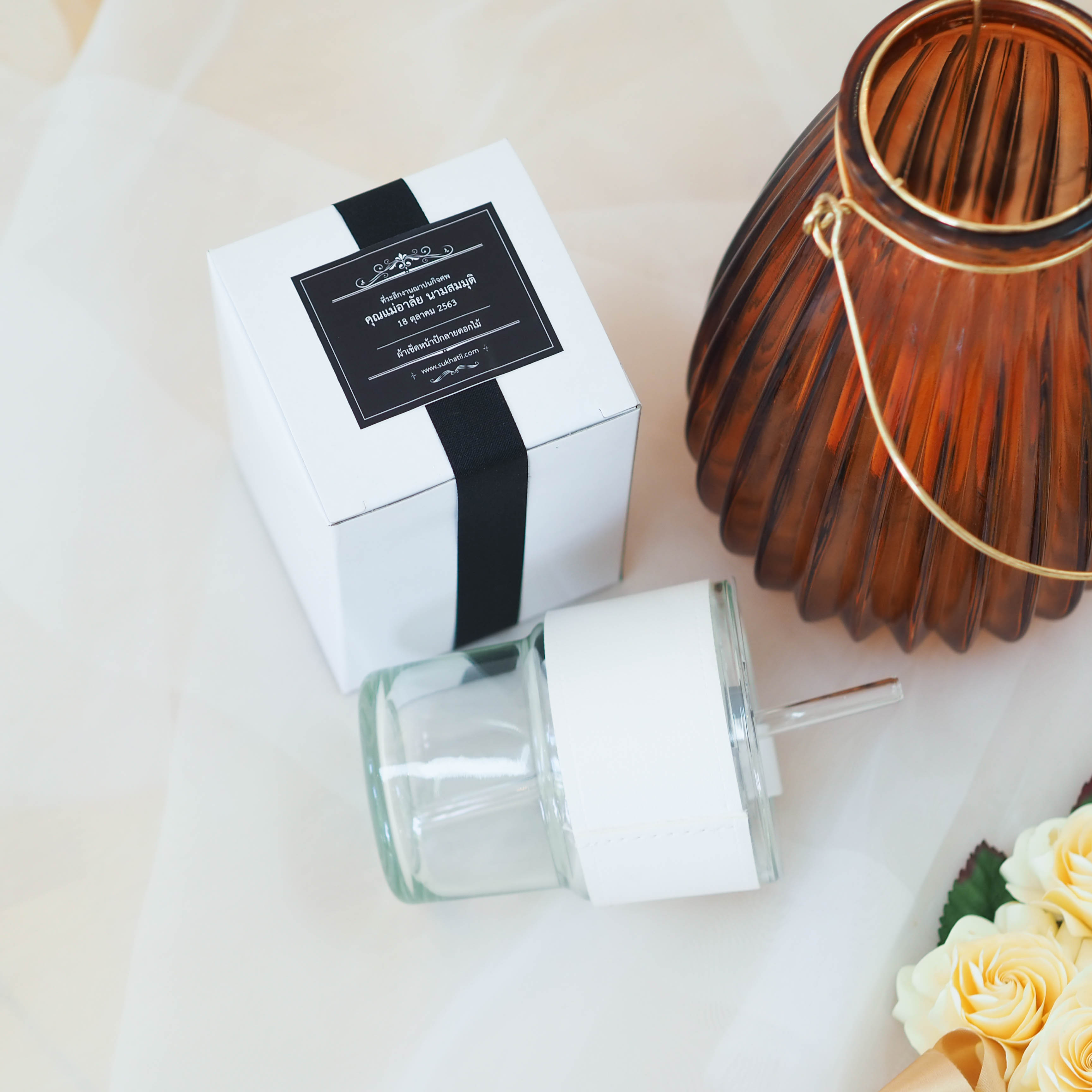 แก้วน้ำ พร้อมหลอดแก้ว (100ชิ้น)