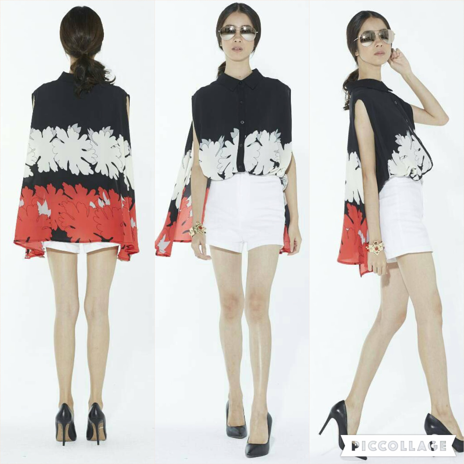 เสื้อเก๋ๆชิคๆ ผ้าลายปริ้น มีปีกพริ้วหน้า-หลัง ตัวนี้ชิคมากๆ