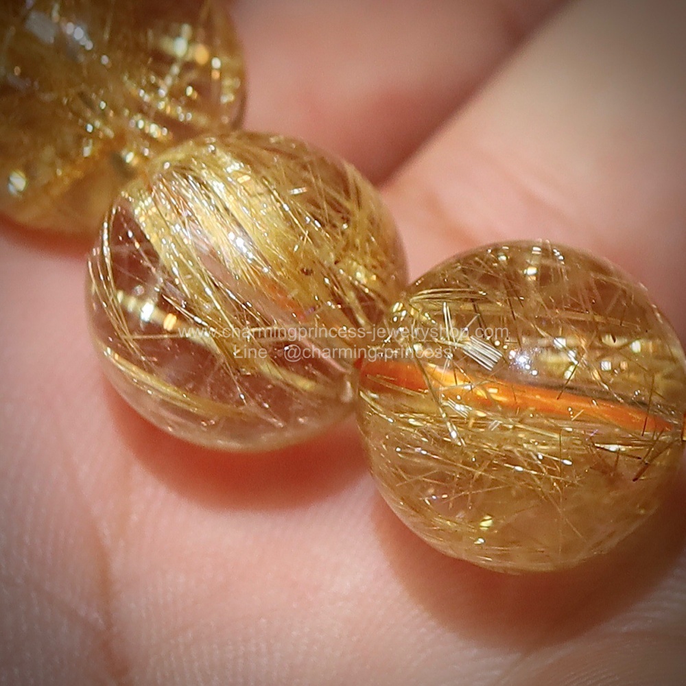 Gold Rutilated Quartz 14 mm AAAAA++ ไหมทอง เห็นไหมชัดสุดสุด เป็นประกายทองเจิสจรัส นำพาความมั่งคั่งร่ำรวย และทรัพย์สินและโชคลาภ อำนาจบารมีมาสู่ผู้เป็นเจ้าของ