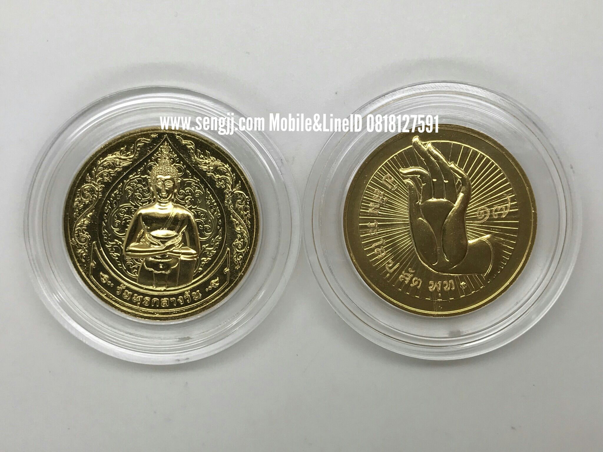 เหรียญที่ระลึกนิเกิลชุบทอง 3 ซม. พระประจำวัน 8 ปาง (ชุดละ 8 เหรียญพร้อมใบรับรอง)