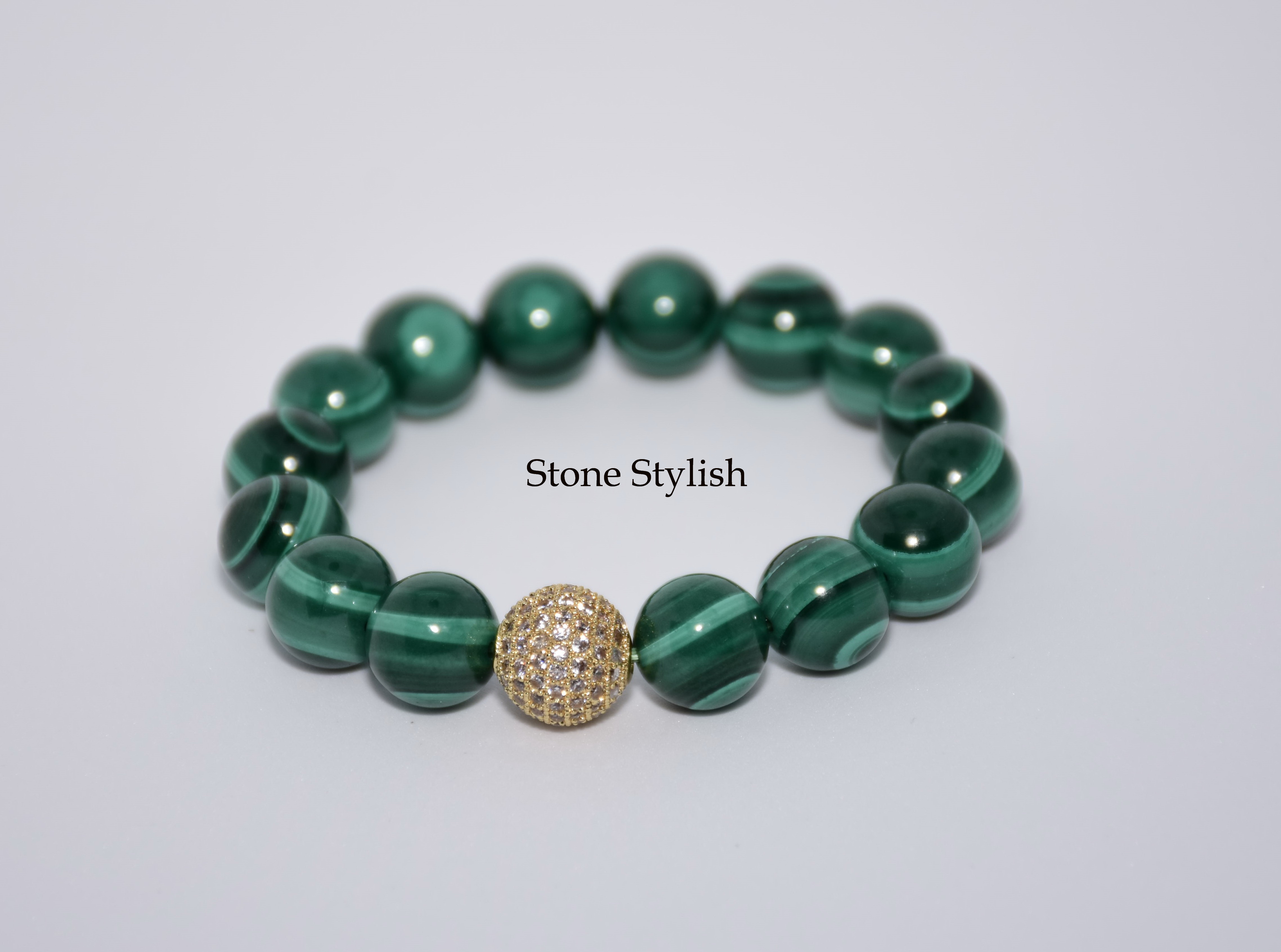สร้อยข้อมือหินมาลาไคท์ Malachite ขนาด 10 มิล