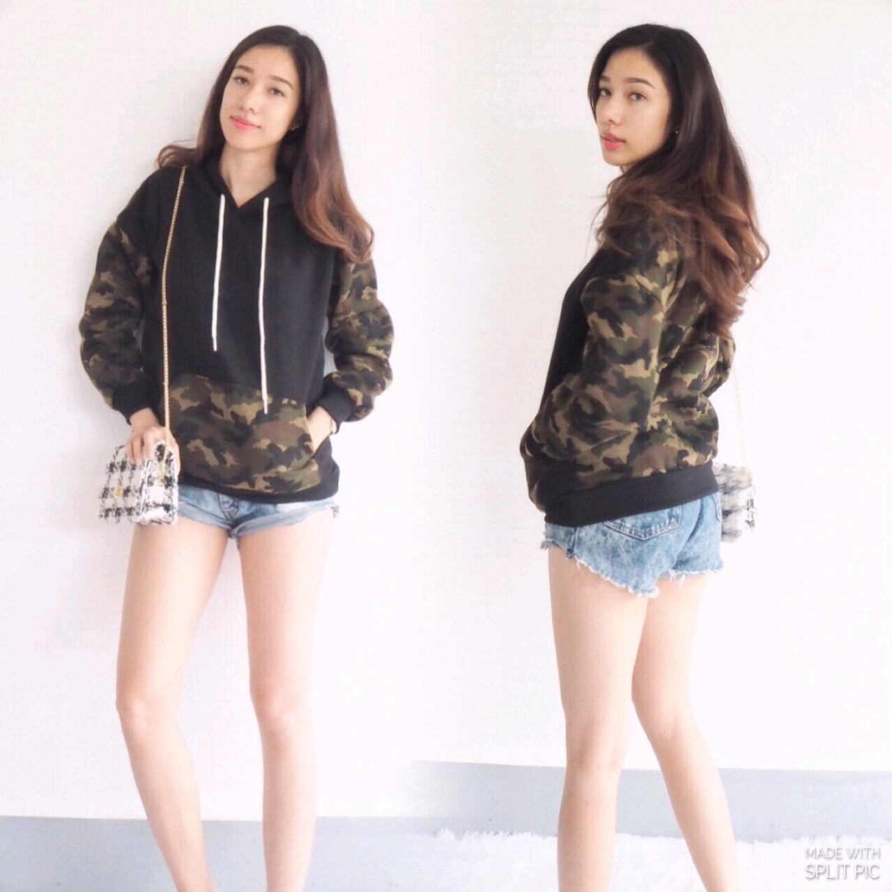 เสื้อกันหนาวมีฮู้ด เสื้อลายทหาร