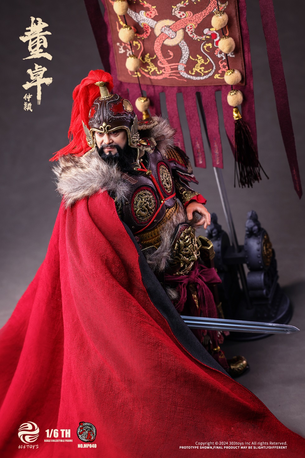 303TOYS MP040 + MP041 THREE KINGDOMS SERIES: DONG ZHUO ZHONGYING - MARQUIS OF MEI (EXCLUSIVE COPPER EDITION) + WARHORSE OF DONG ZHUO