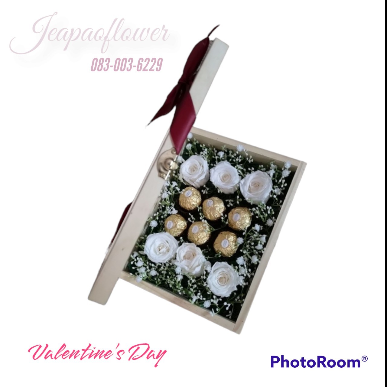 กล่องดอกไม้อบแห้ง ช็อคโกแลต (Flower Box)