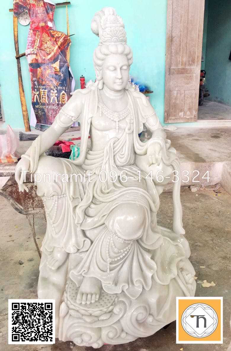 เจ้าแม่กวนอิมหินอ่อน ปางสำเร็จ สูง 200 เซนติเมตร