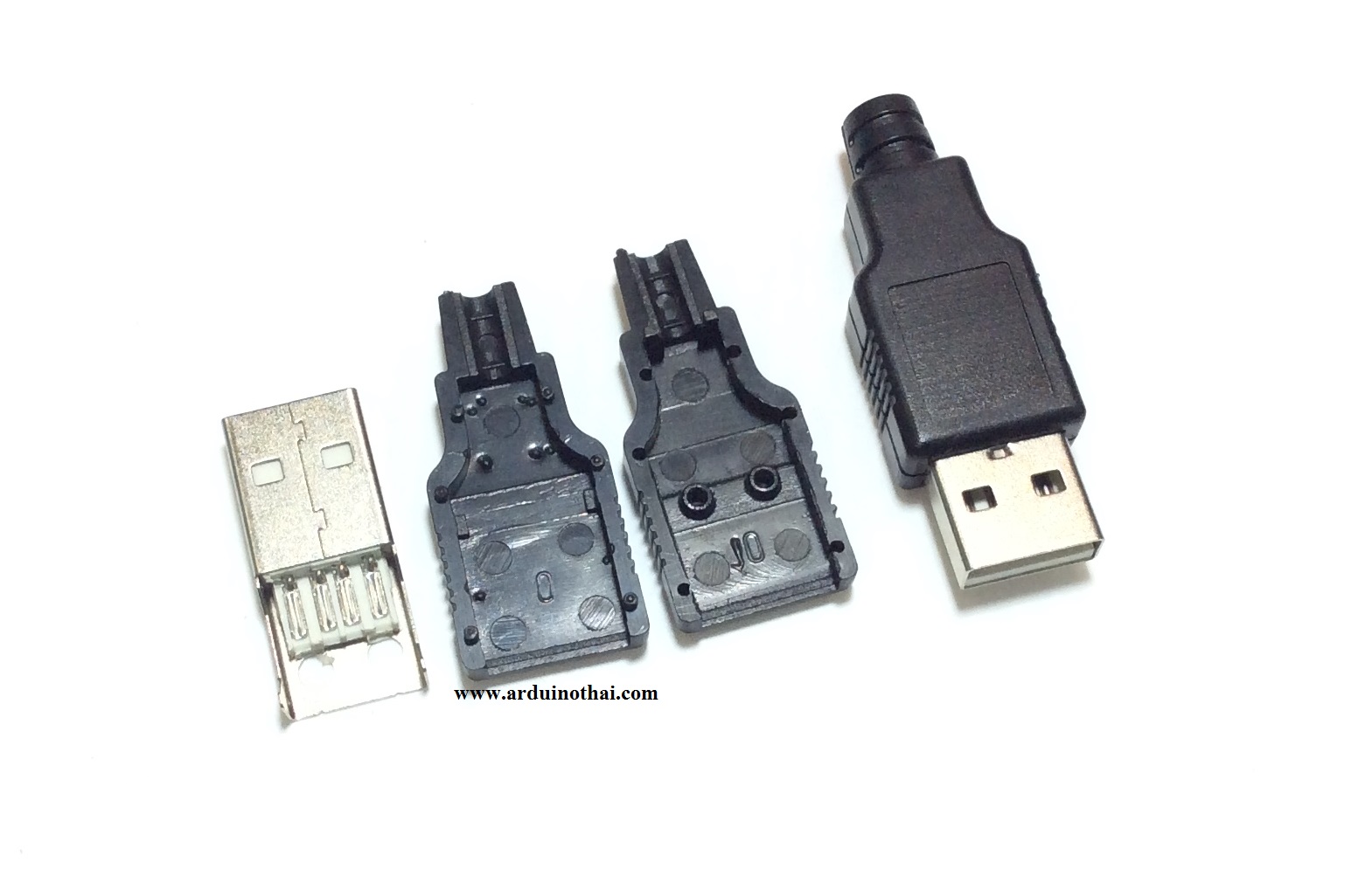 Type A Male USB 4 Pin Plug Socket Connector With Black Plastic
