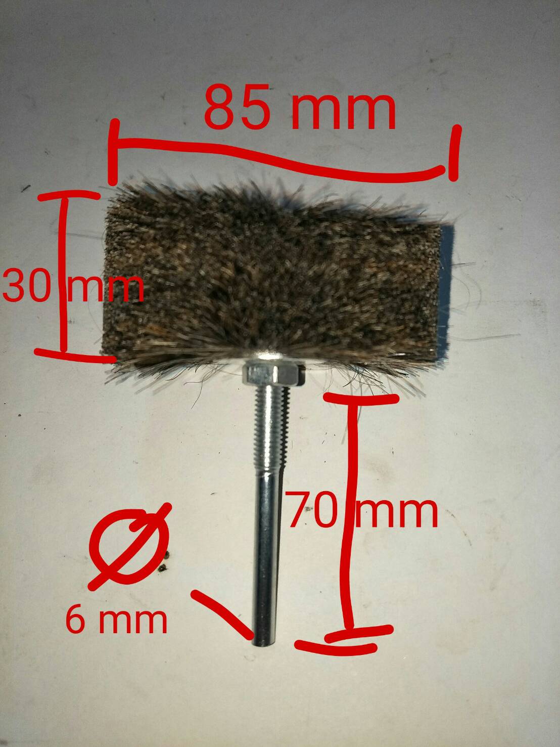 B04 แปรงขนม้าอ่อน 3 นิ้ว แกน 6 มิล สำหรับใส่สว่าน ปัดเงา ทำความสะอาดวัสดุผิวอ่อน