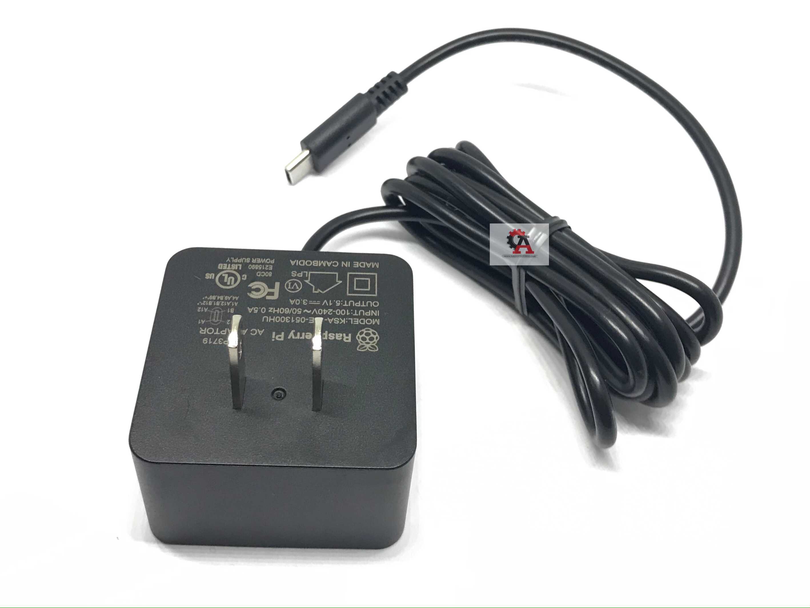 5.1 VDC 3A 15W Official Raspberry Pi 4 Black Power Supply สต็อกไทยส่งไว
