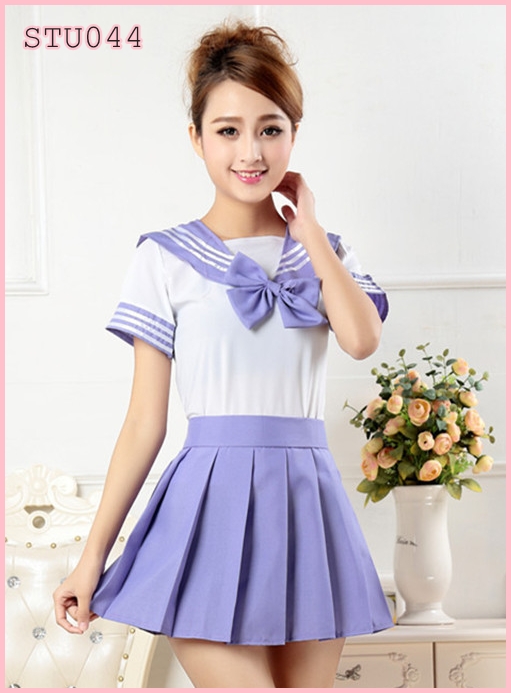 STU044 ชุดนักเรียนญี่ปุ่นเซเลอมูน สีม่วงน่ารัก