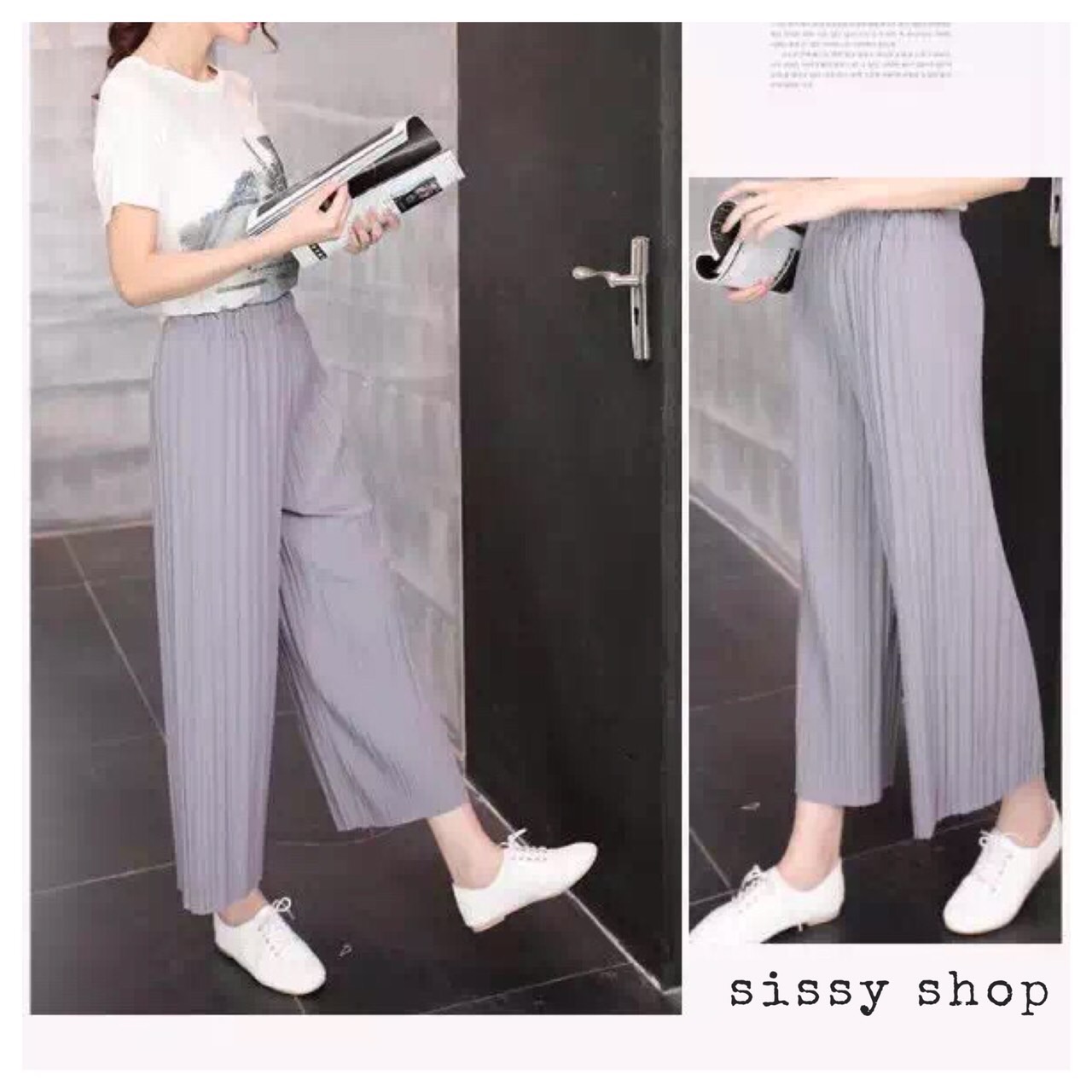 กางเกงผ้าอัดพลีท ผ้าทิ้งตัว ยืดได้ ไม่บางไม่หนาไปนะคะ ใส่ง่ายๆในวันสบายๆ สีหวานๆพาสเทลกันเลยค่ะ ขนาด ยาว 32"