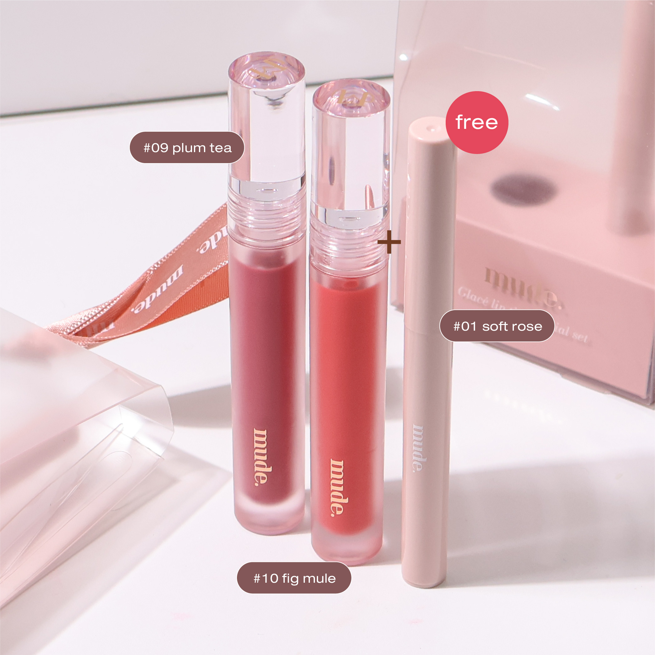 MUDE GLACE LIP TINT SPECIAL SET (แถมลิปไลน์เนอร์)