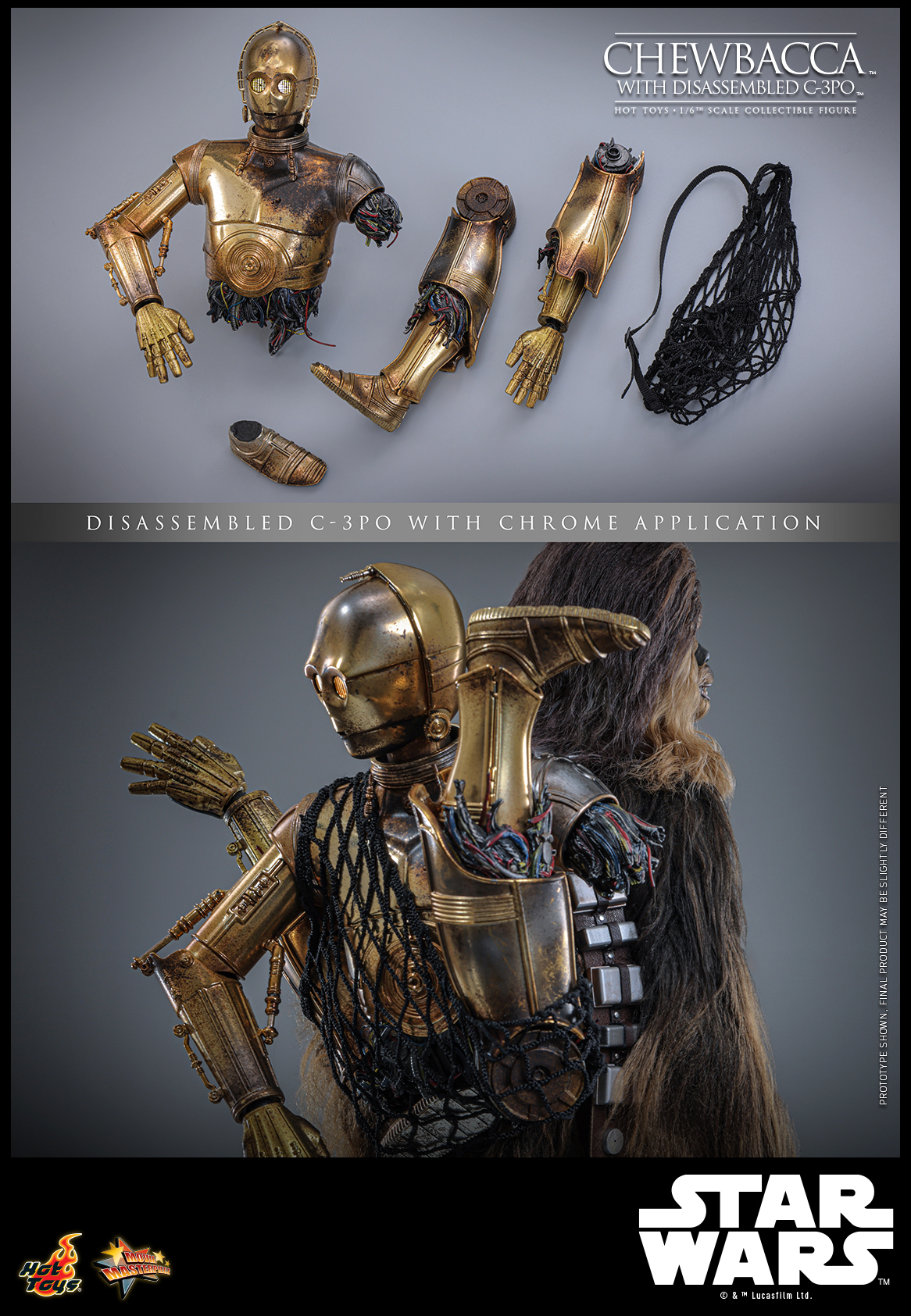 Hot Toys MMS766 Star Wars Episode V: The Empire Strikes Back - Chewbacca with Disassembled C-3PO