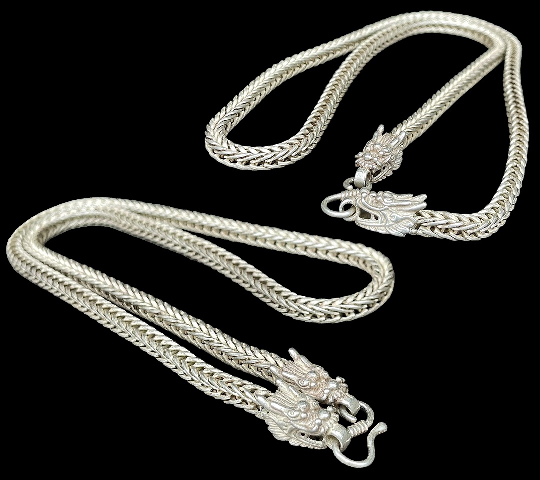 สร้อยเงินเก่า สร้อยคอเงิน หัวลายมังกร สร้อย