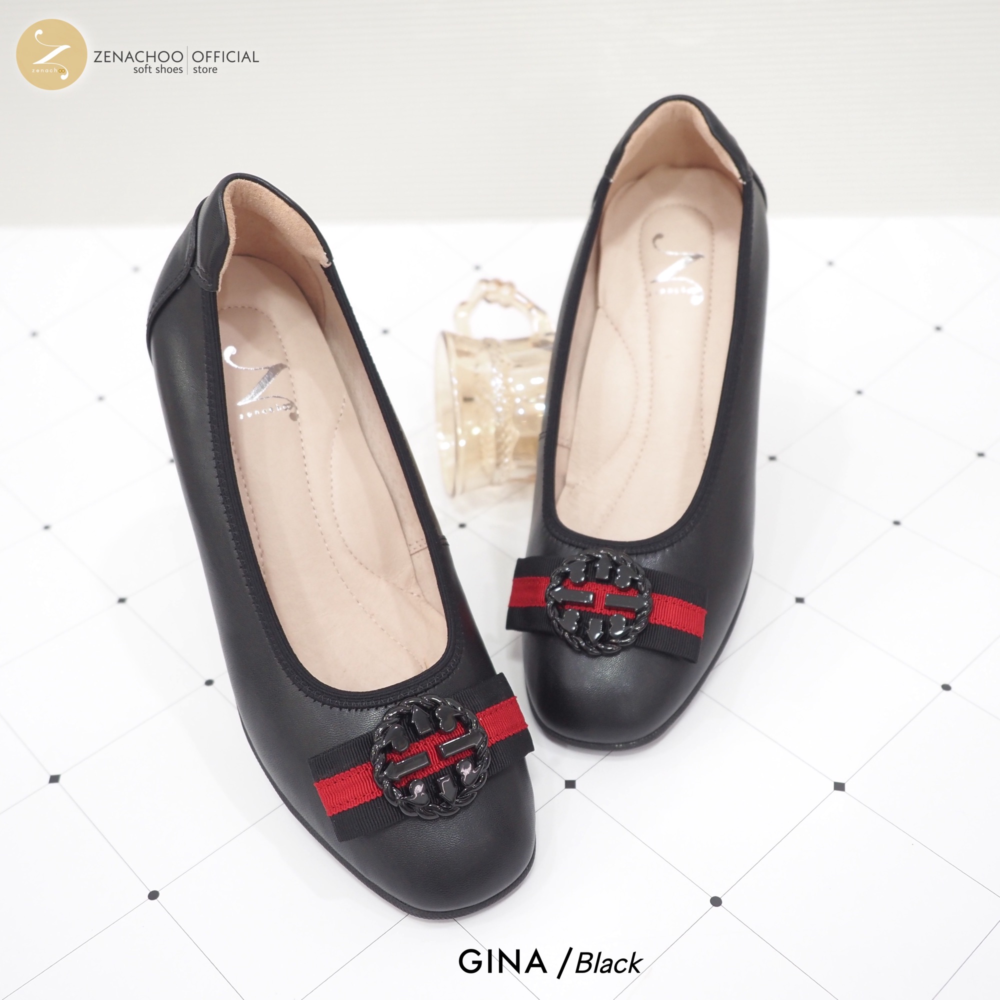 ทรงปกติ สินค้าลดราคา ไม่รับเปลี่ยน-คืน ทุกกรณึ Zenachoo รุ่น Gina เสริมส้นด้านในสูง1.5 นิ้ว รองเท้าหนังแกะแท้ หนังนุ่มมาก มีหลายสีให้เลือก