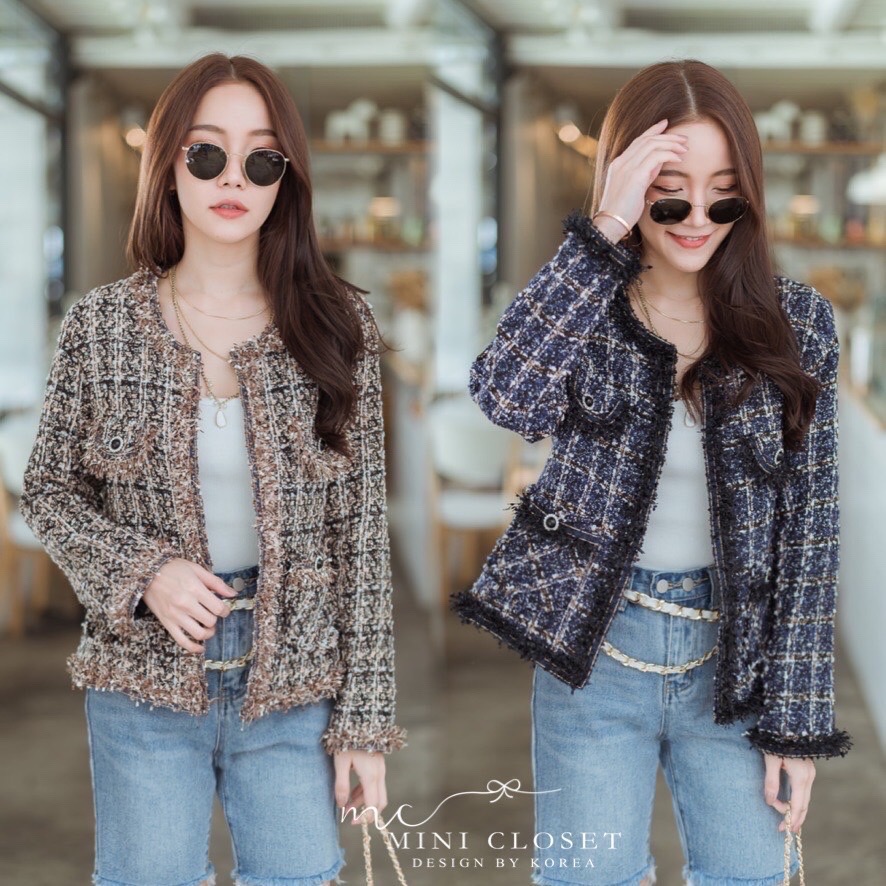 เสื้อคลุมผ้าทวีตสไตล์เกาหลี