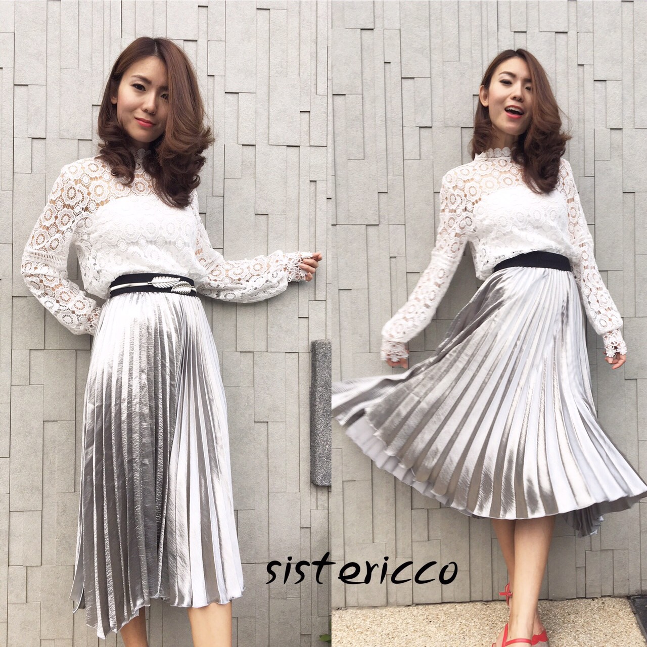 New! กระโปรงกำมะหยี่อัดพลีท KoreaStyle สวยปังอลัง ผ้าเนื้อดีเนื้อมันวิ้งสวย เอวขอบยางยืด สาวๆใส่ไปทำงานเดินเล่นสะบัดพริ้วได้เลยคะ^^