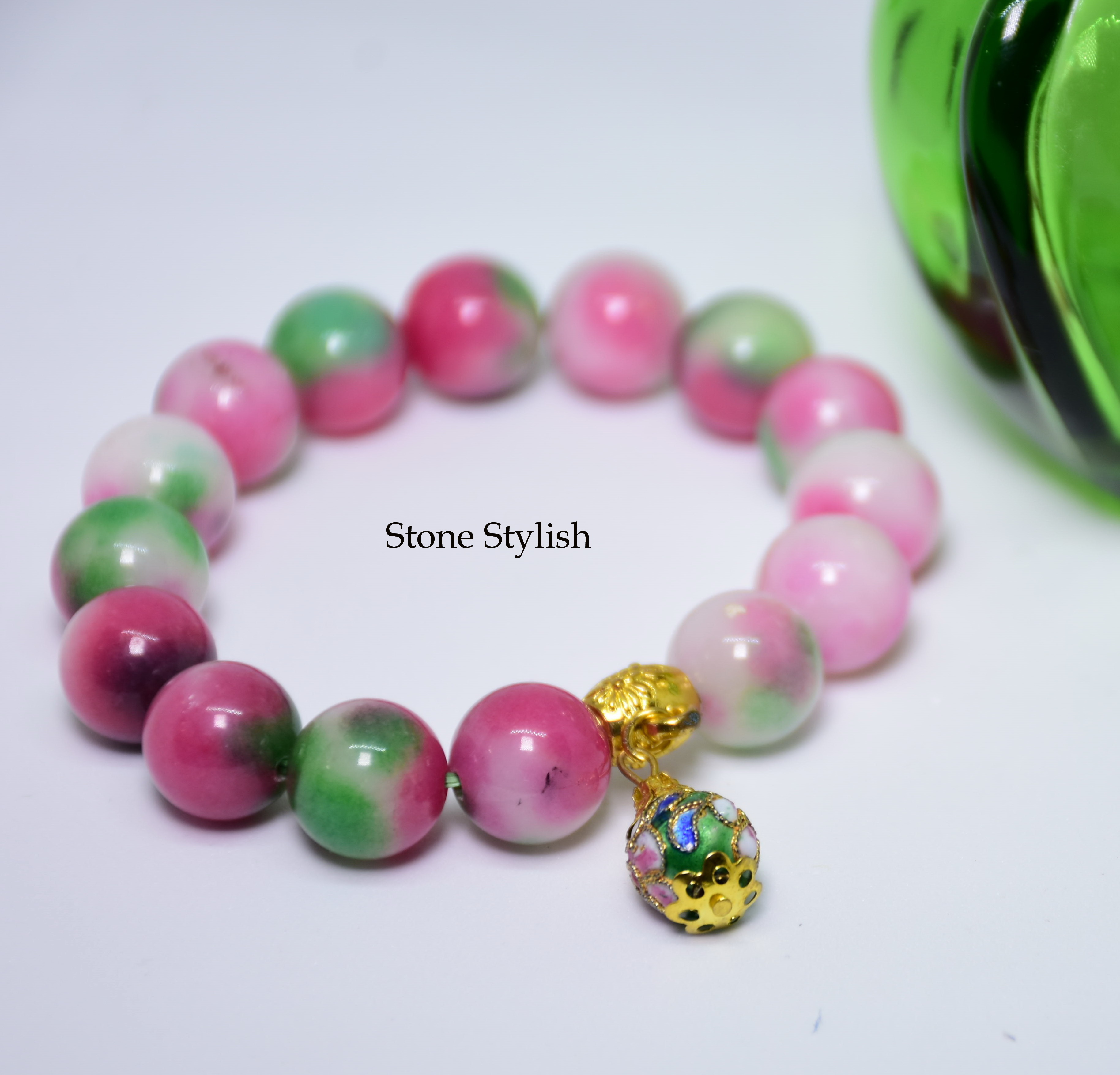 สร้อยข้อมือ ฮก ลก ซิ่ว (Hok Lok Siew) ขนาด 12 มิล แต่งชาร์ม