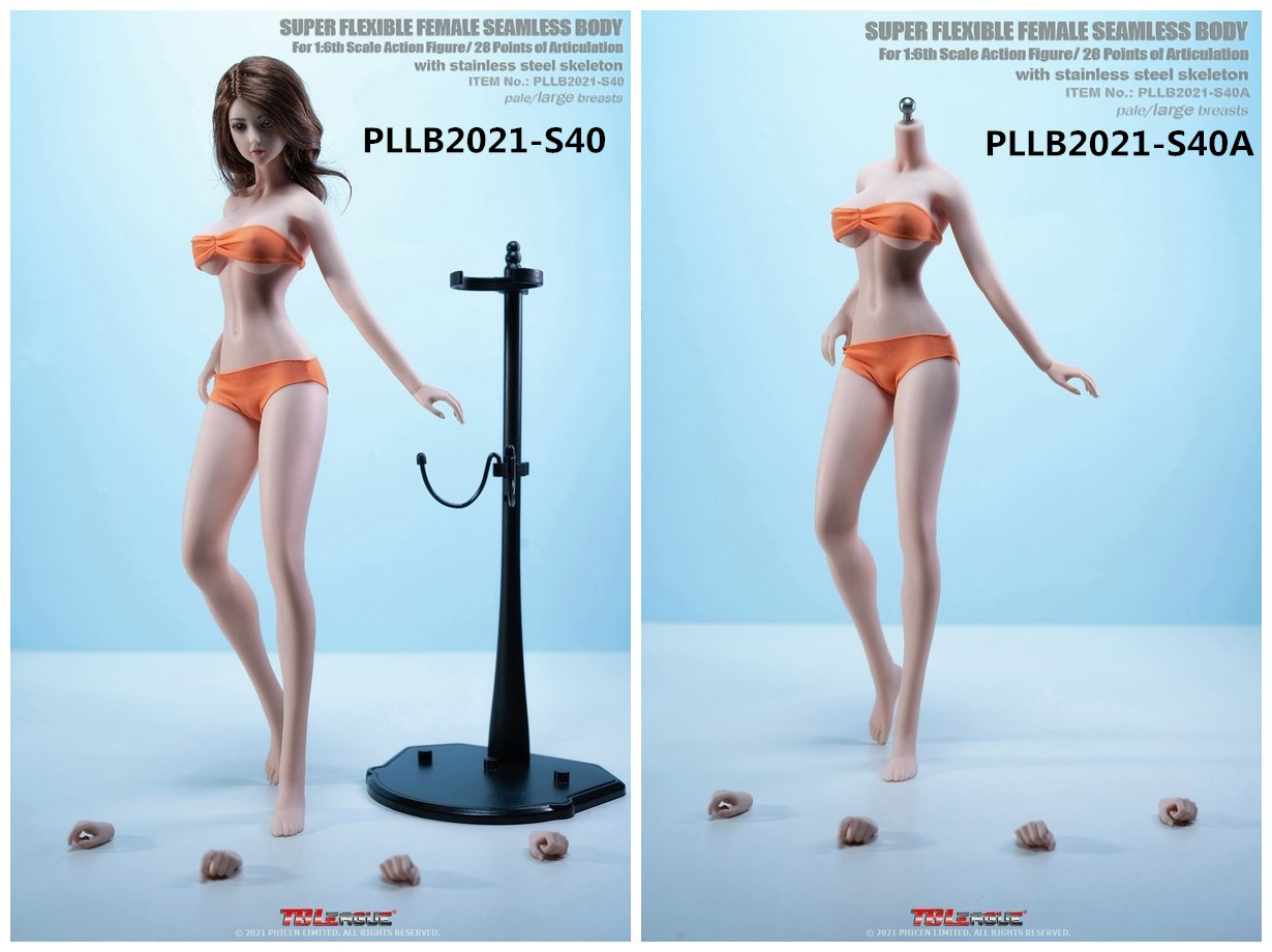 TBLeague PLLB2021-S40A 1/6 Super Flexible Female Seamless Body: Tall and Slender - Pale / Large Breasts