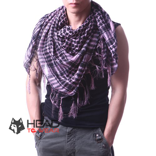 ผ้าพันคอชีมัค Shemash (เนื้อผ้า Viscose) : สีชมพูอ่อน-ดำ CV012