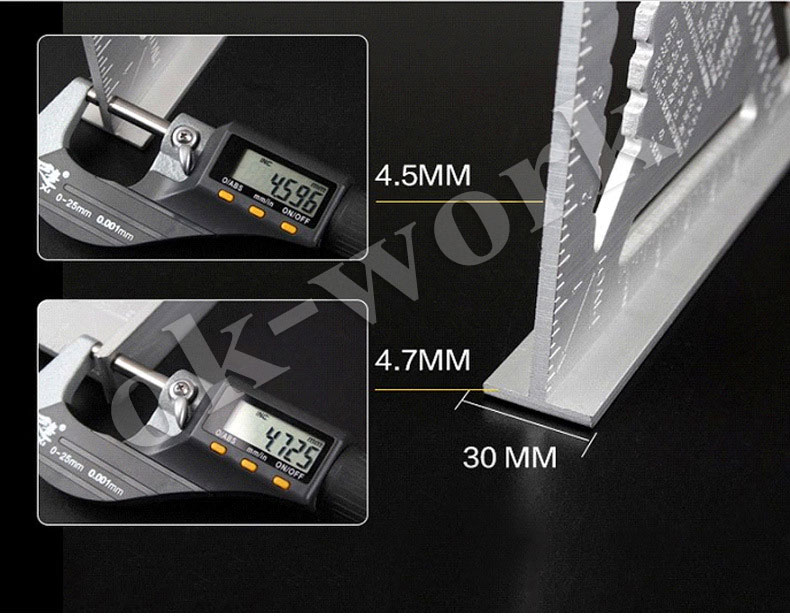 R02 ฉากสามเหลี่ยมอลูมิเนียม Speed Square 7 นิ้ว งานอลูมิเนียม CNC ได้ฉากแน่นอน