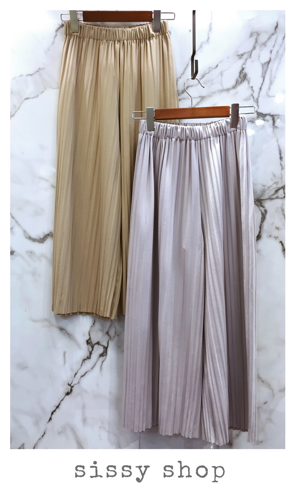 กางเกงผ้าอัดพลีท ผ้าทิ้งตัว ยืดได้ ไม่บางไม่หนาไปนะคะ ใส่ง่ายๆในวันสบายๆ สีหวานๆพาสเทลกันเลยค่ะ ขนาด ยาว 32"