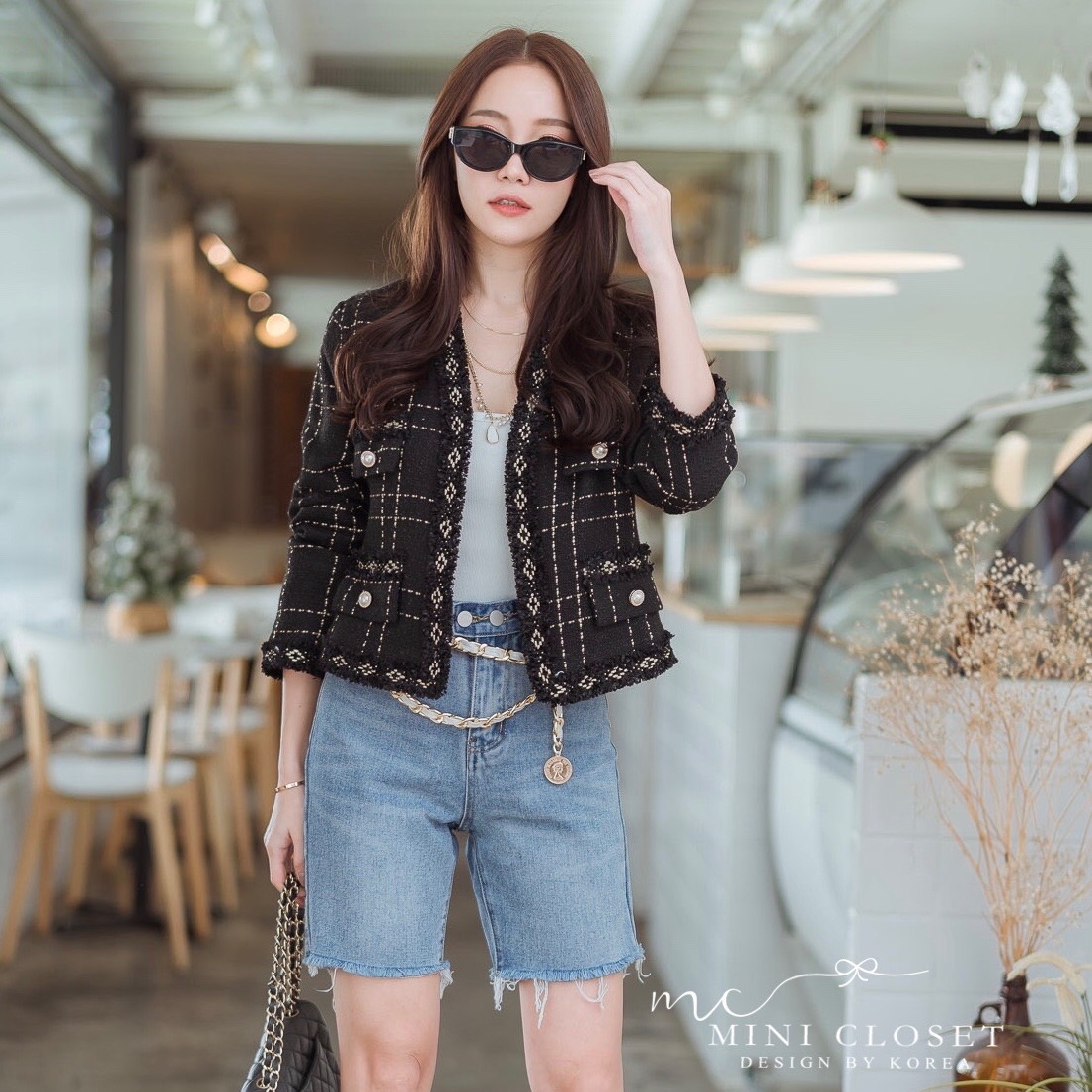 เสื้อคลุมผ้าทวีตเกาหลี ส่งฟรี