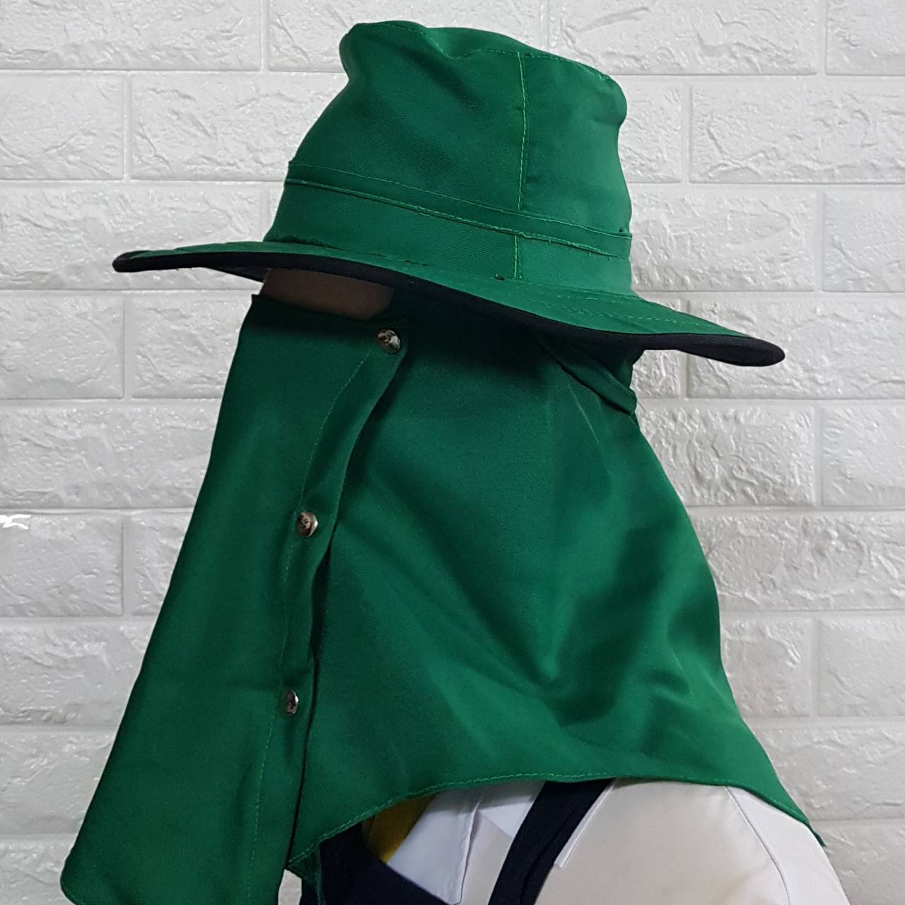 หมวกปีกคลุมหน้ากันแดด(ปีกหนา) หมวกคลุมผมตาข่ายบน หมวกแม่ครัว หมวกพ่อครัว หมวกทำอาหาร หมวกโรงงาน หมวกพนักงานฝ่ายผลิต หมวกอุตสาหกรรม หมวกคลุมเก็บผมชาย-หญิง