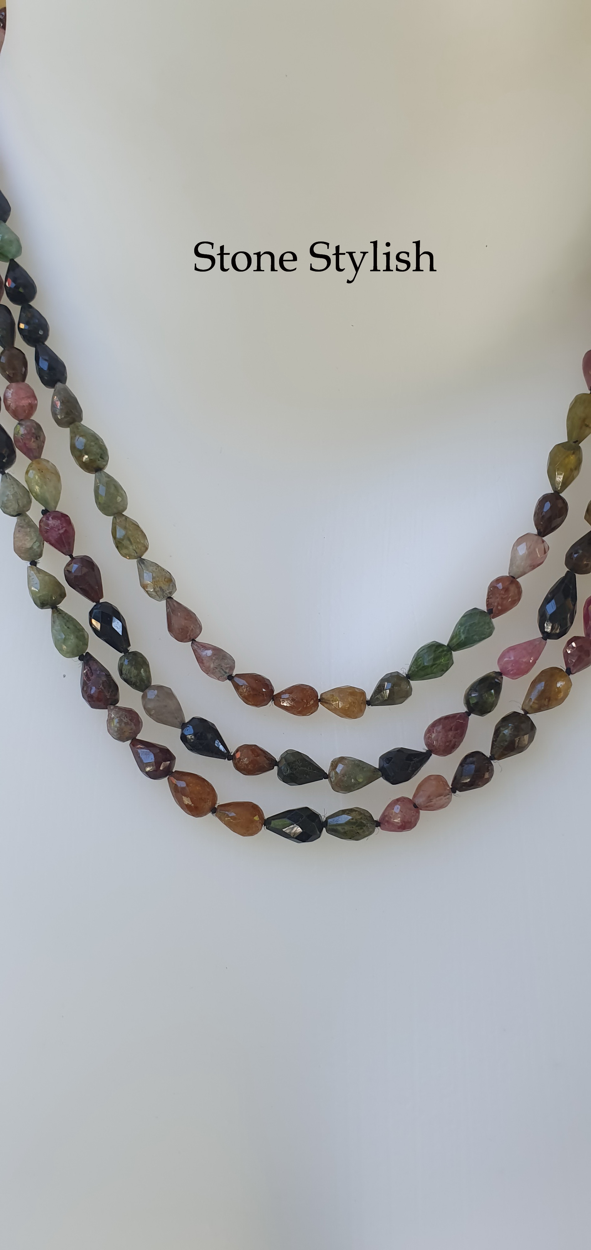 สร้อยคอพลอยทัวร์มาลีน รูปทรงหยดน้ำ 3 แถว Tourmaline Necklace